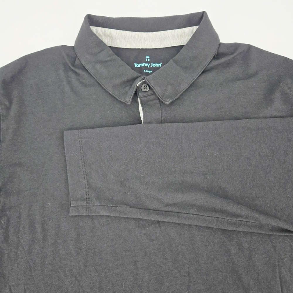 Tommy John Second Skin Long Sleeve Comfort Polo Black XL EUC